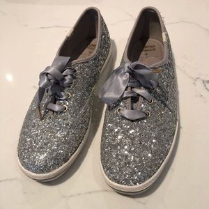 Keds x Kate Spade Champion Silver Glitter Sneakers